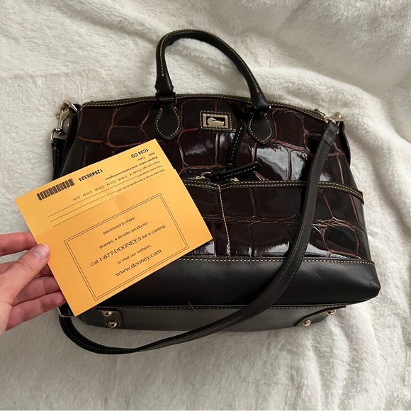 NWOT Dooney & Bourke Croco Satchel Handbag Brown T Moro Biscuit - Picture 10 of 11